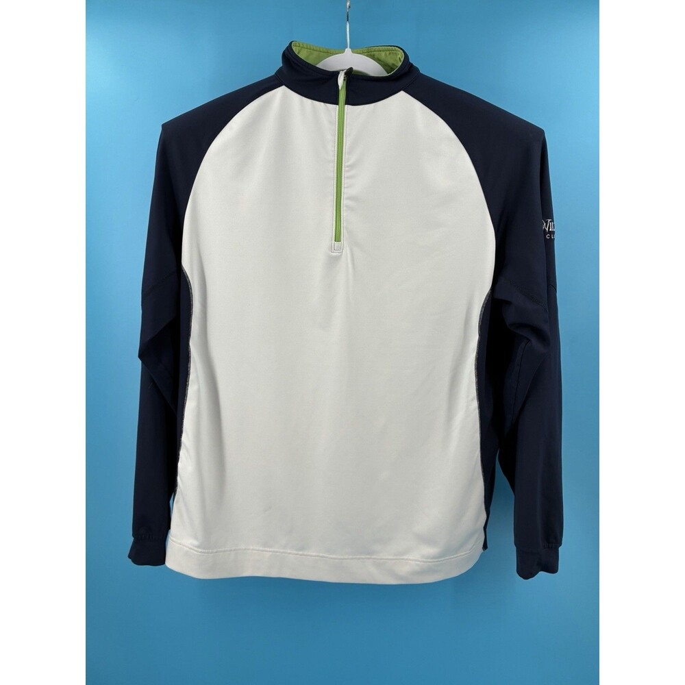FootJoy FJ Men’s XL Golf Pullover 1/4 Zip Navy White The Wilds Golf Club